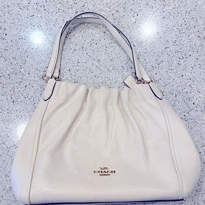 Luxurious Coach “Maya” Pebbled Leather “Chalk” Shoulder Bag